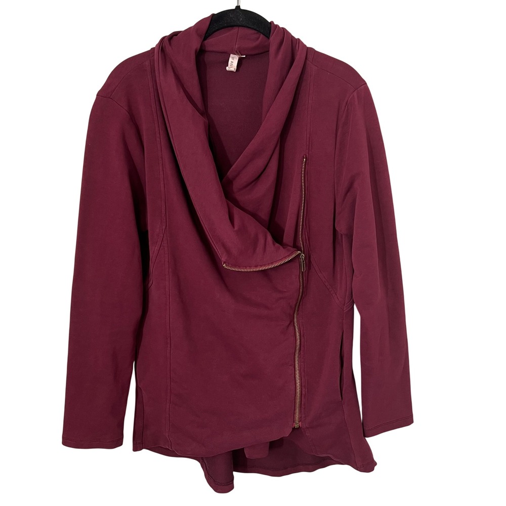 French Terry Asymmetrical Zip Fitted Tailored Jacket Long Sleeve Soft Large‎ EUC